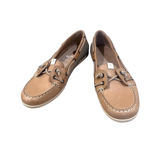 Sperry Top-Sider Boat Shoes Womens Size 8M Tan Leather Mesh Angelfish STS96864 - Picture 1 of 12